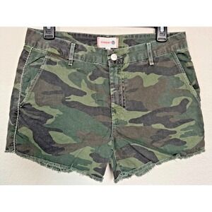 Sundry‎ Shorts Women Size 27 Green Camouflage Beaded Side Seams Nice Fraying Hem